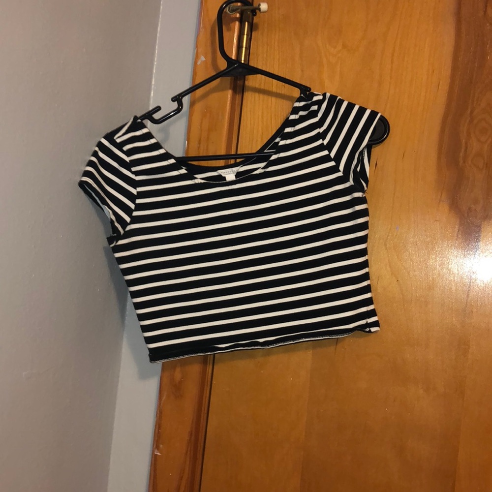 Black Striped Crop Top